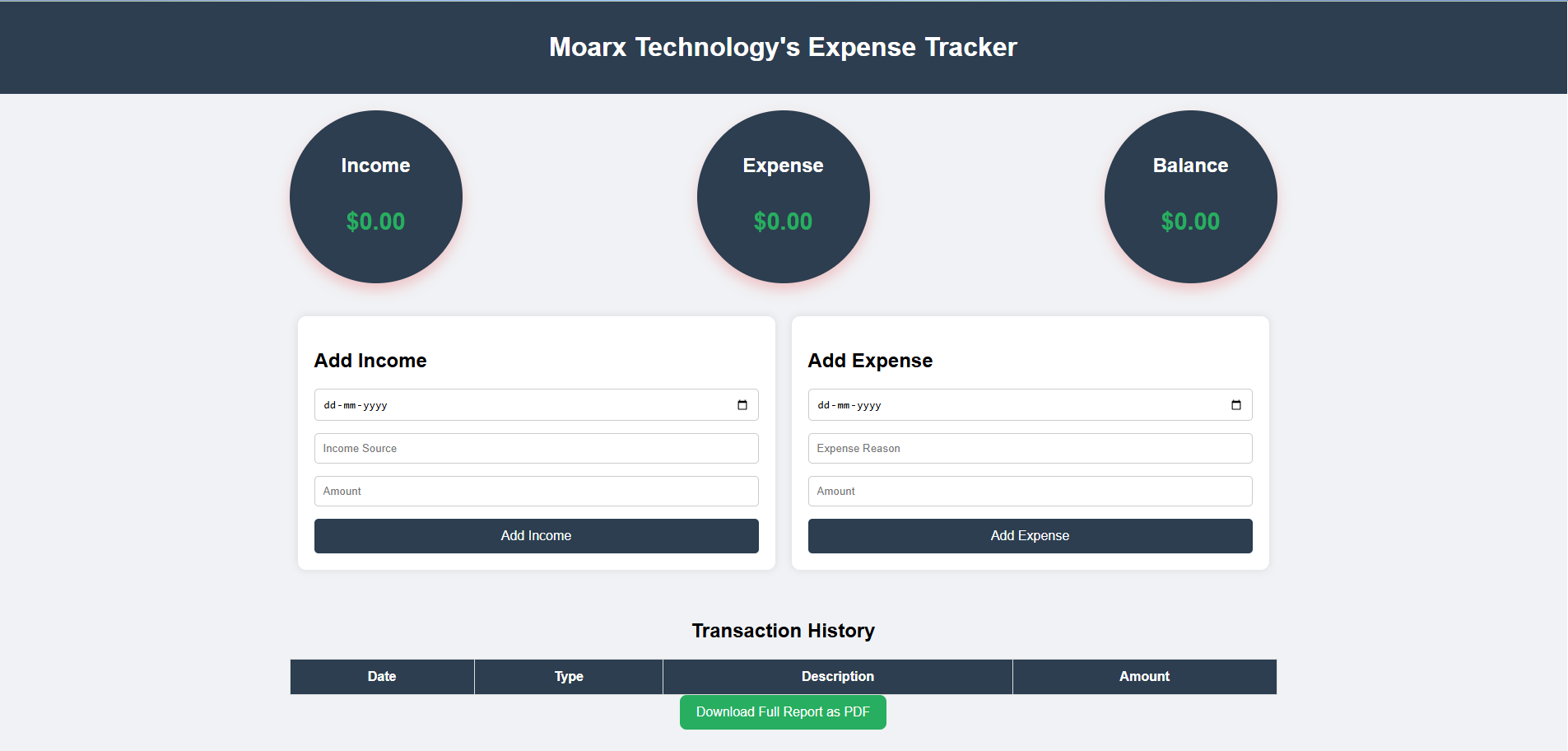 Expense Tracker screenshot